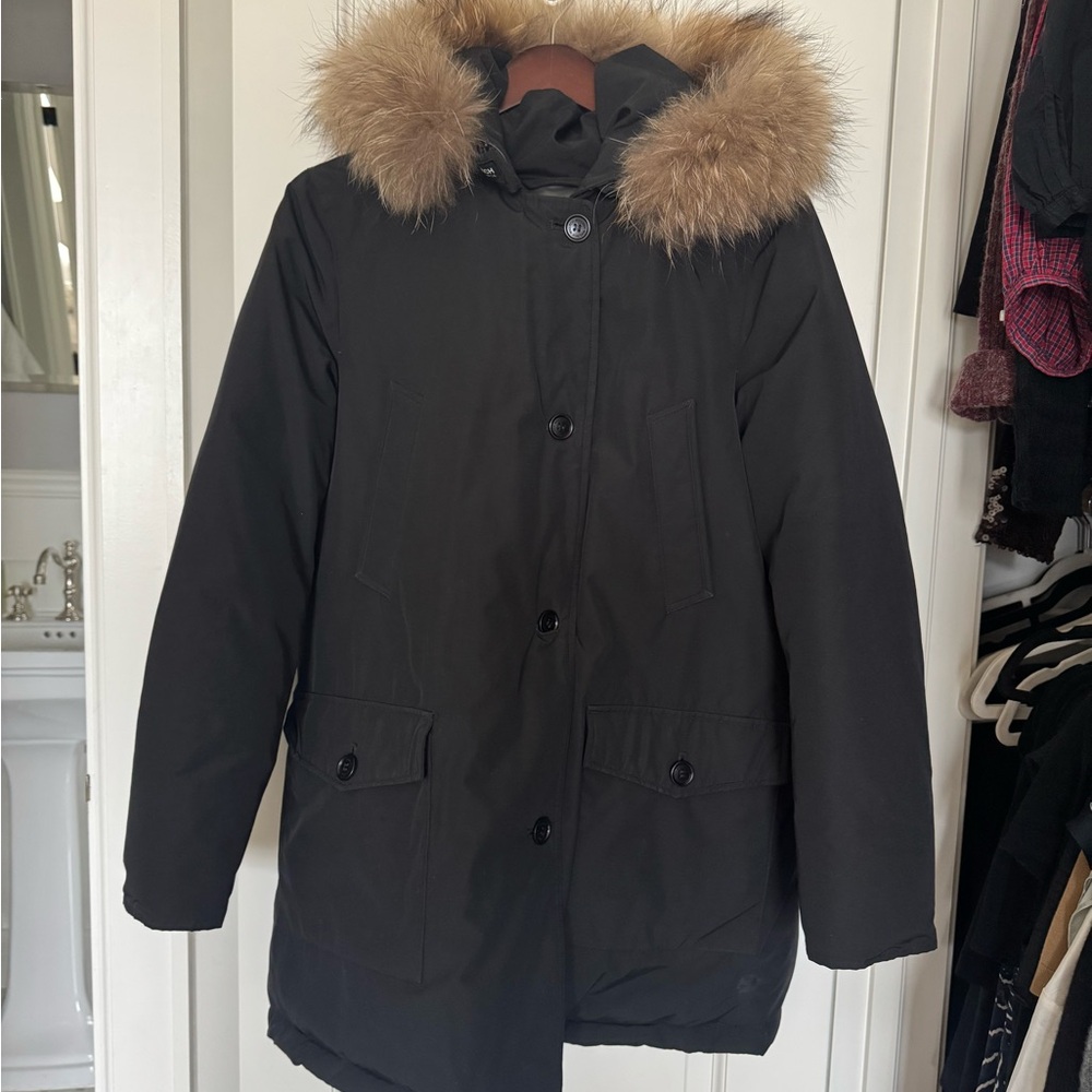 Woolrich Black Arctic Parka with Fur Hood